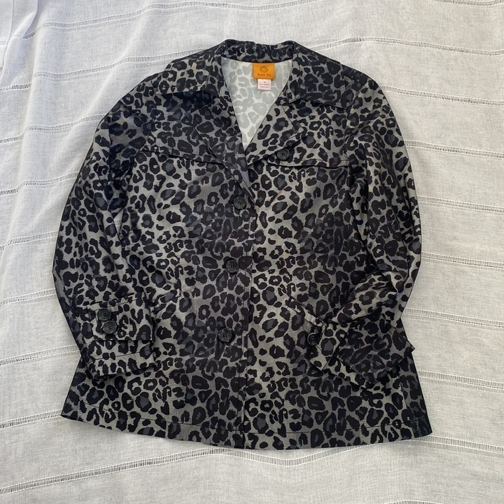 Ruby Rd Cheetah Print Jacket With Large Black But… - image 5